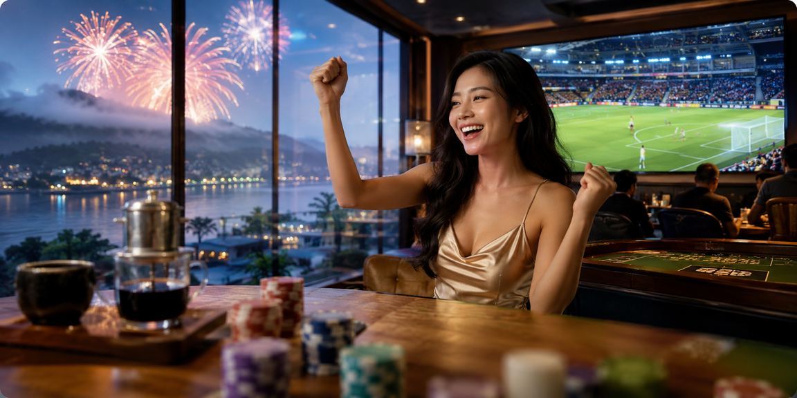 Người chơi High Roller tại khu vực VIP thưởng thức cà phê và đặt cược trực tuyến